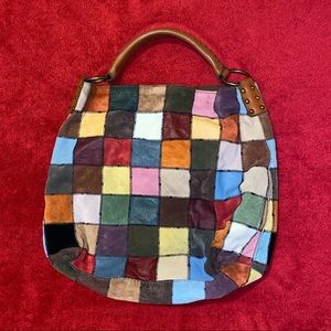 Multi Color Suede/Leather Tote Bag